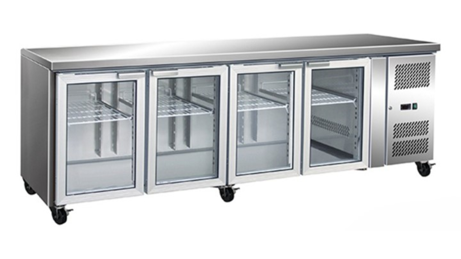 Thermaster Commercial 4-Glass Door Gastronorm Bench Fridge
