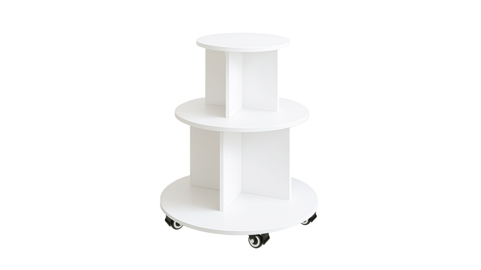 Lauft 3-Tier Round Shelf Organizer Rack with Rotation Lockable Wheel ...