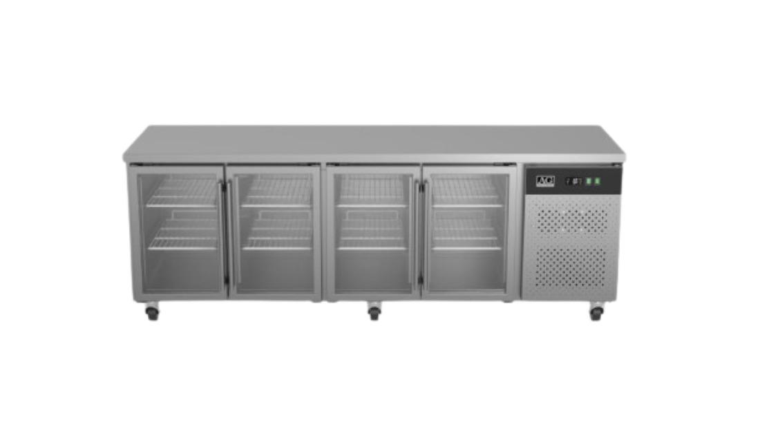 AG Equipment 4-Glass Door Commercial Worktop Underbench Fridge