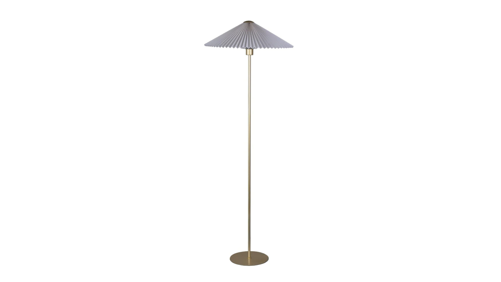 LumiLuminea Metal Go Bright Pleated Fabric Umbrella Shade Floor Light Lamp - White/Gold