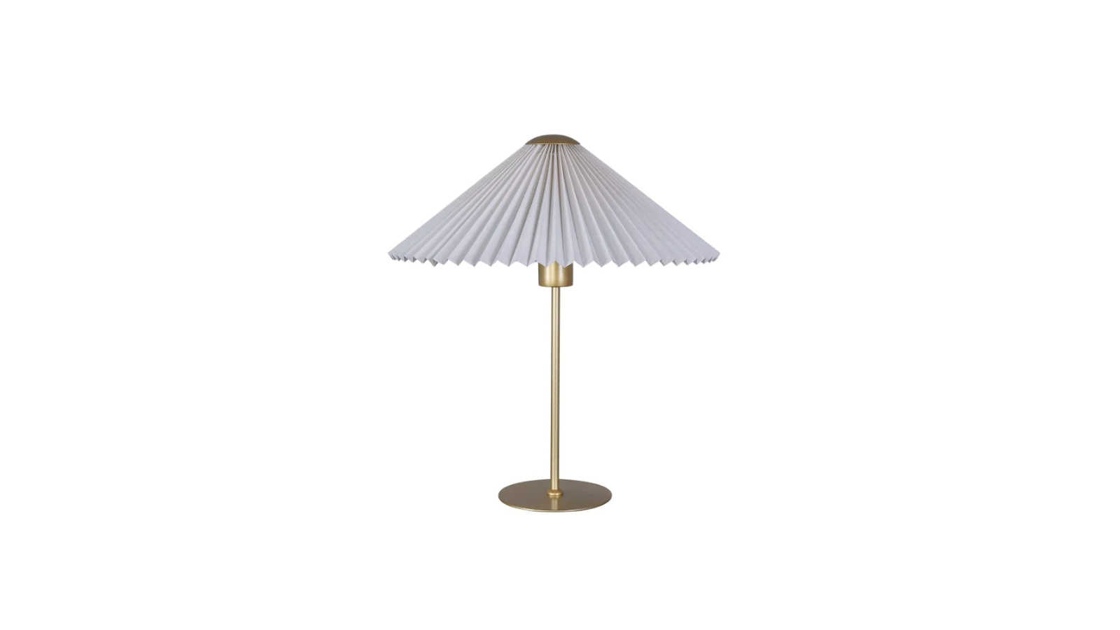 Luminea Metal Go Bright Pleated Fabric Umbrella Shade Table Light Lamp - White/Gold