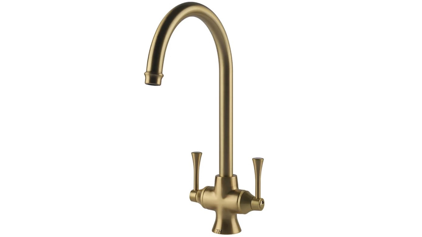 Turner Hastings Gosford Double Sink Mixer with Filter - Brushed Brass