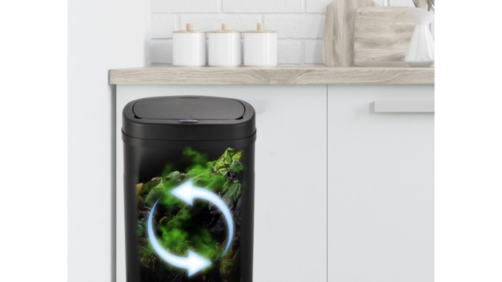 Miraklass 60Litre Oval Sensor Bin Black Harvey Norman