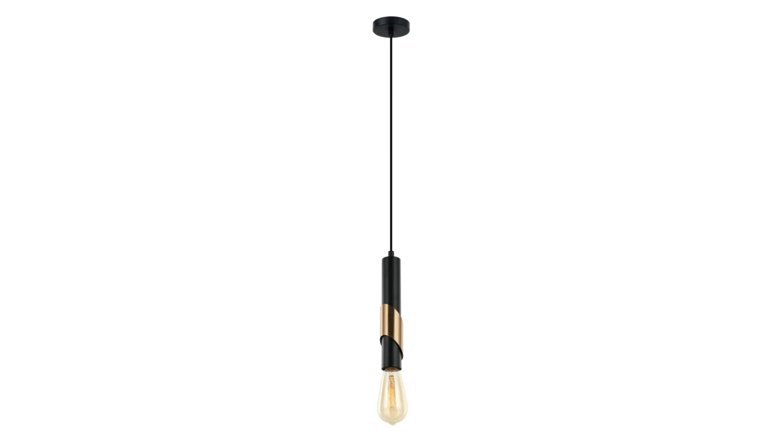 GOLDA Interior Antique Brass Plate Tube Pendant Light - Matte Black