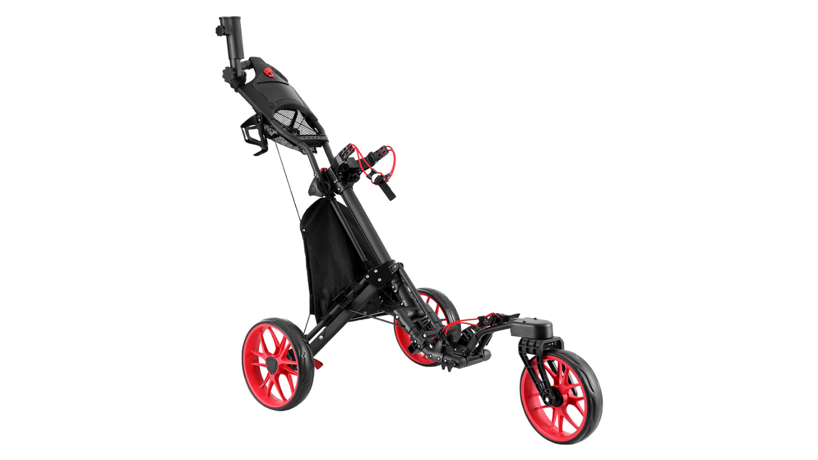Everfit Golf Buggy Foldable Trolley Swivel  Golf Cart -Black/Red