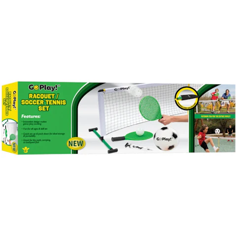 Go Play Kids Racquet/Soccer Ball Tennis Net Set