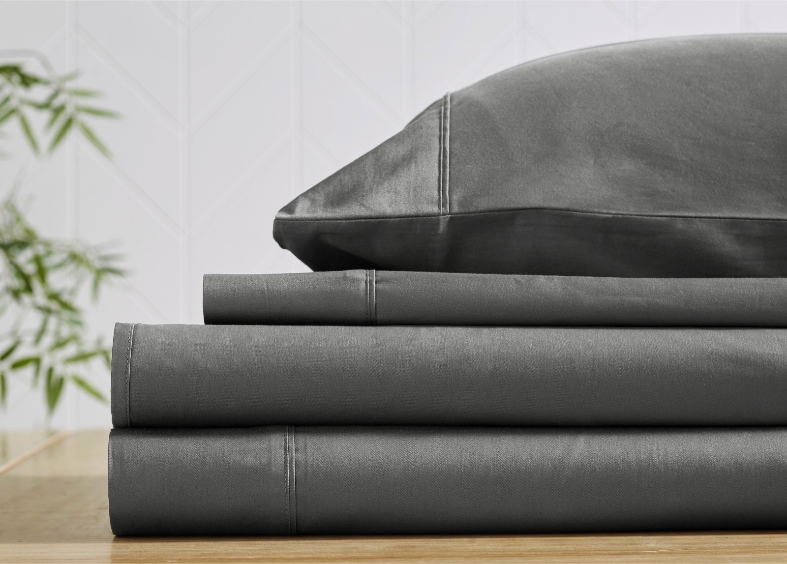 L'Avenue 300 Thread Count Charcoal Fitted Sheet - Single