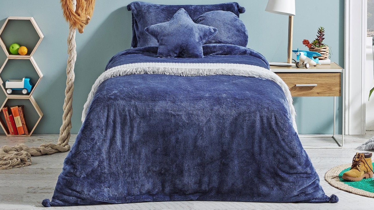 Teddy Navy Quilt Cover Set Queen Harvey Norman