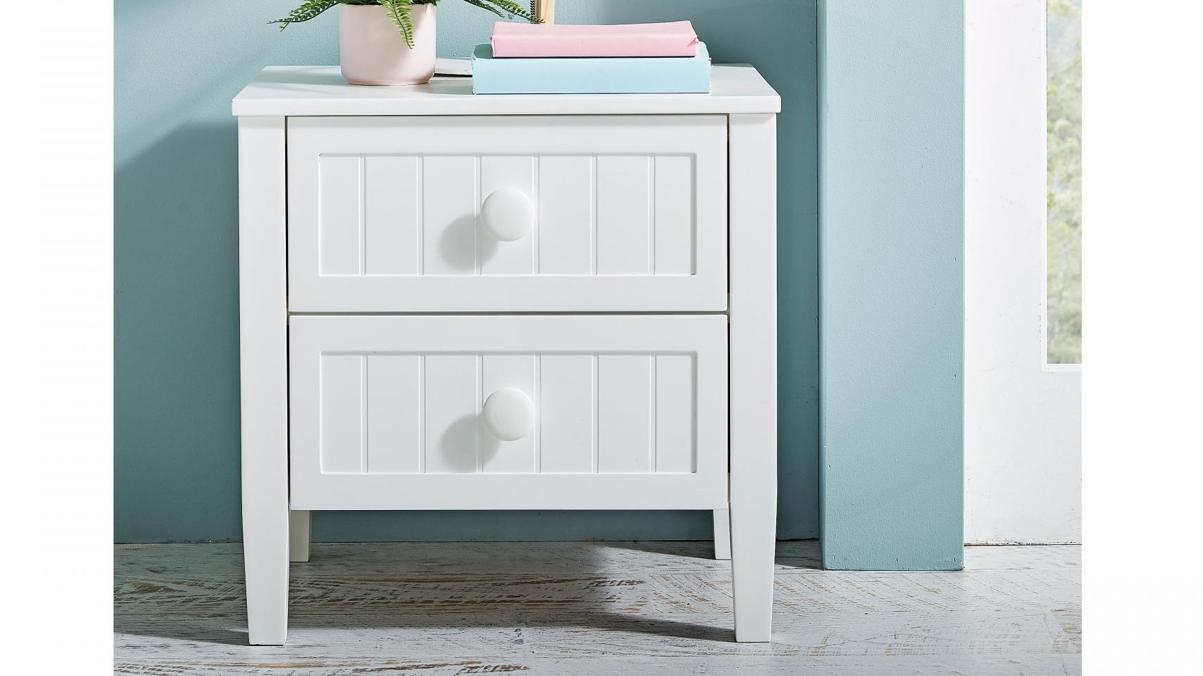 Neves 2-Drawer Bedside Table - White