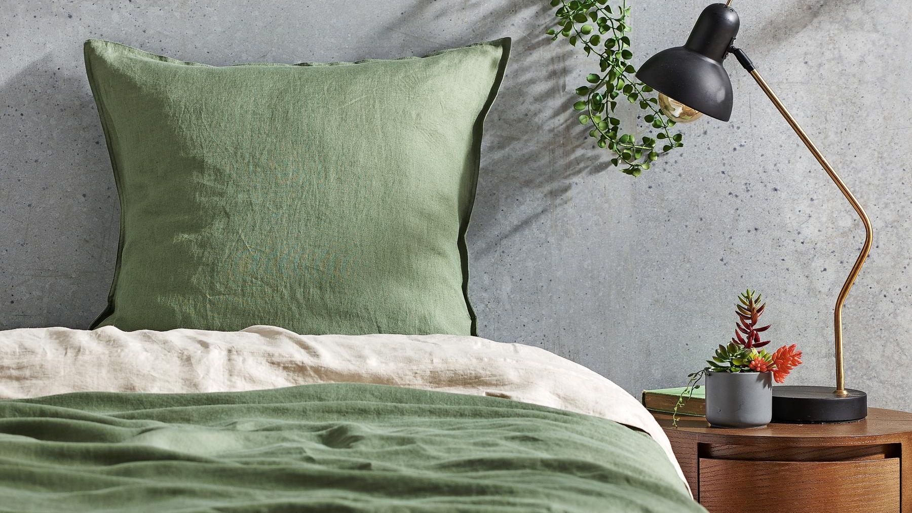L'Avenue Pure Linen Olive European Pillowcase 2pk