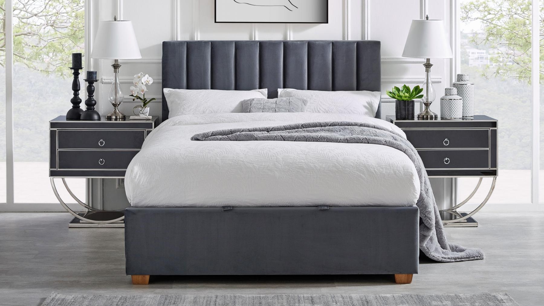 Opal Charcoal Gaslift Bed - Double