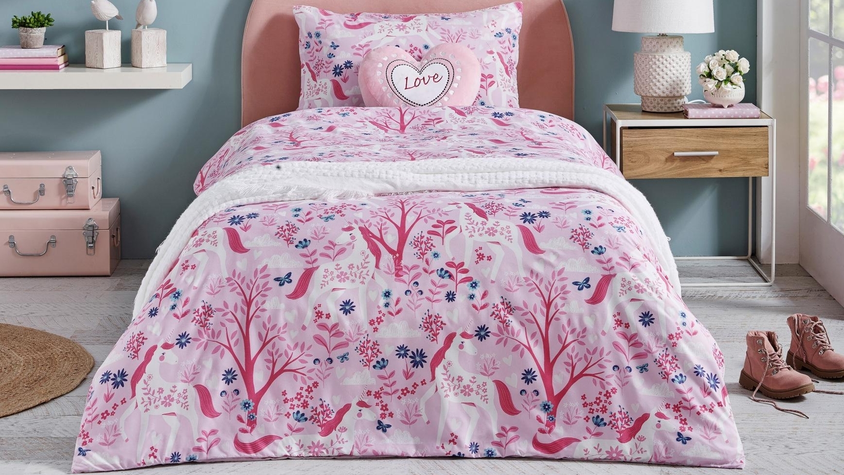Unicorn Glow in the Dark Quilt Cover Set - Single