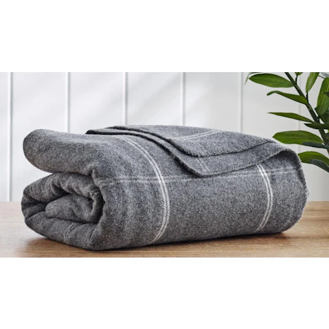 Wool Plaid Square Dark Grey Blanket