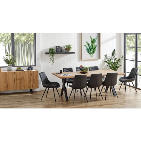Java 9-Piece Dining Table Set with Jade Black Chair