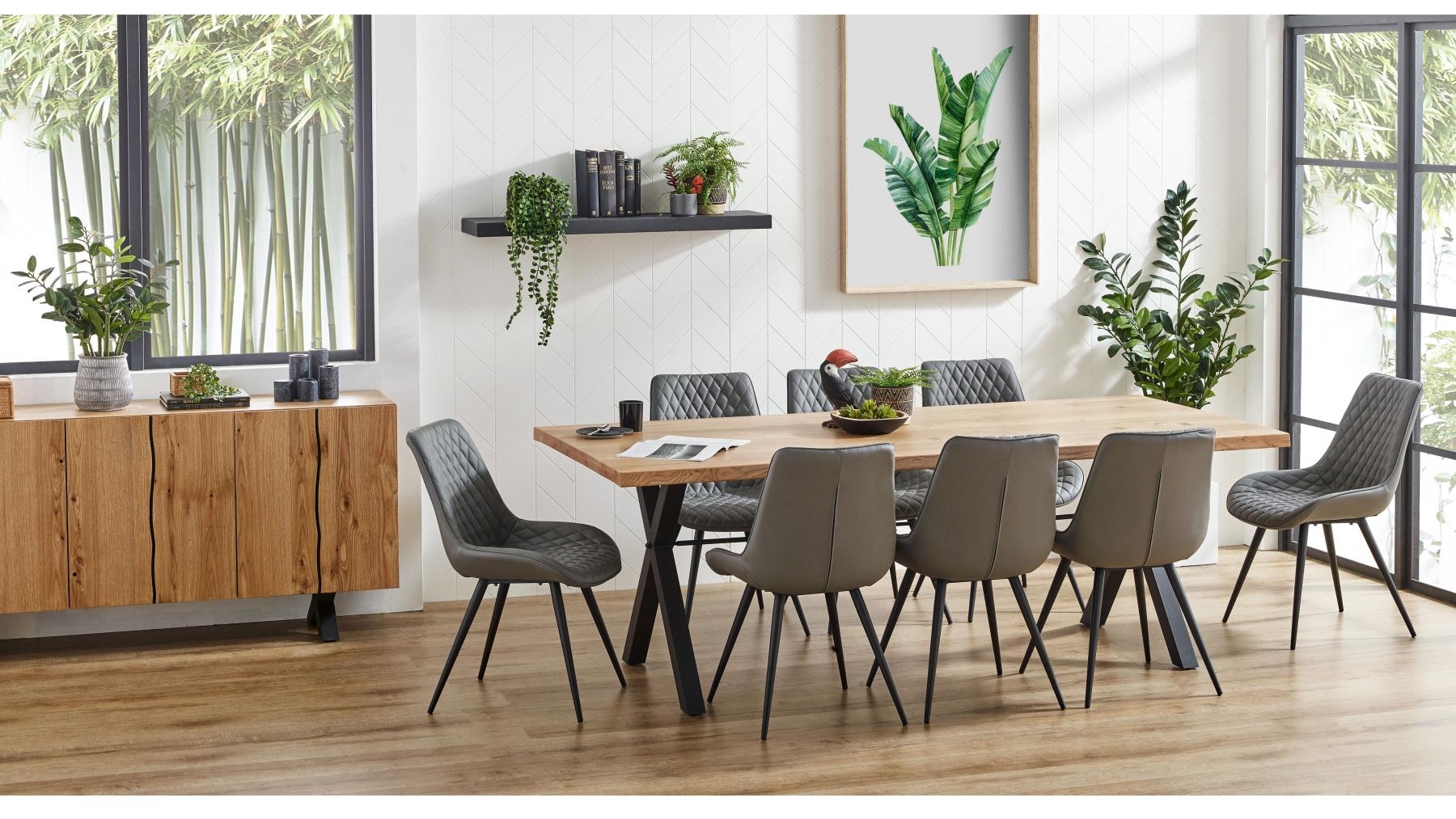 Java 9-Piece Dining Table Set with Jade Grey Chair