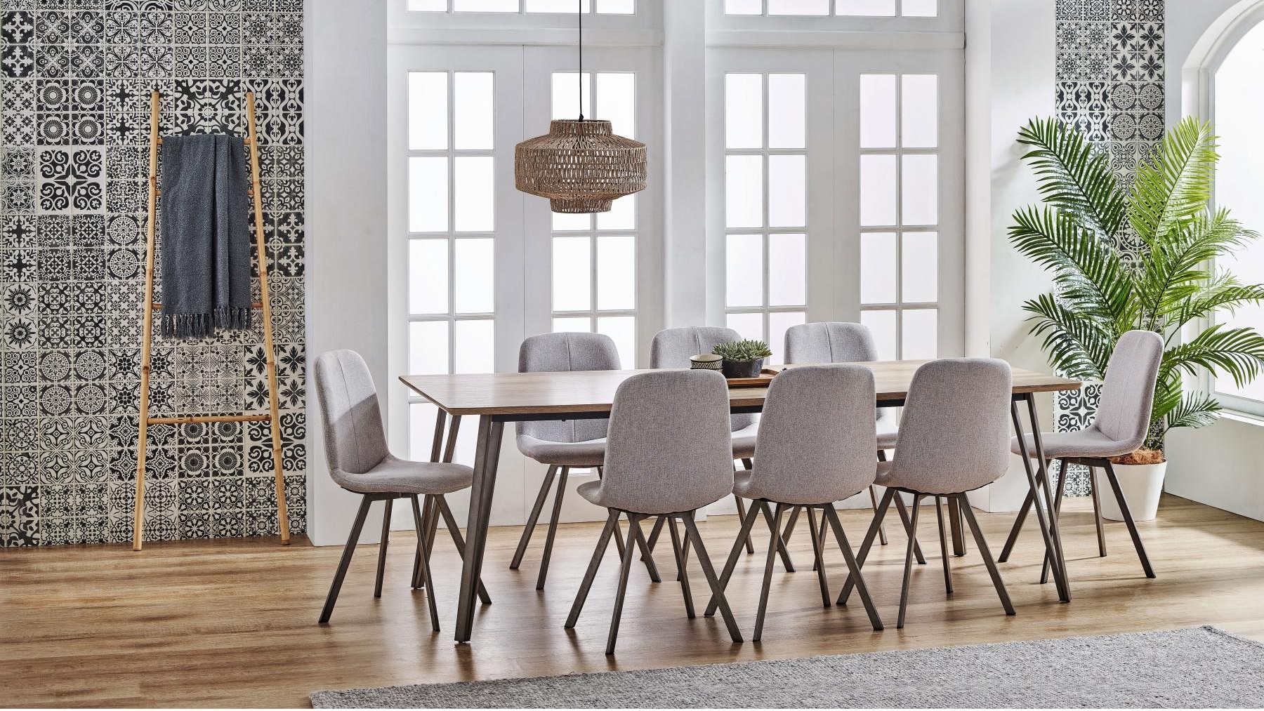 Gwyn 9Piece Dining Setting with Fabric Chair Harvey Norman