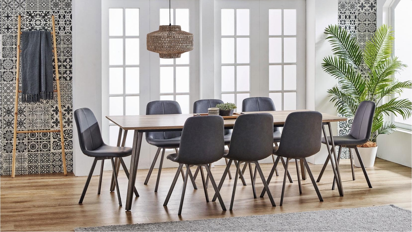 Gwyn 9Piece Dining Setting with PU Chair Harvey Norman