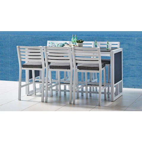 Bella 7-Piece Outdoor Bar Setting - White