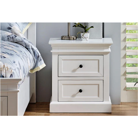 Spencer 2-Drawer Bedside Table - White