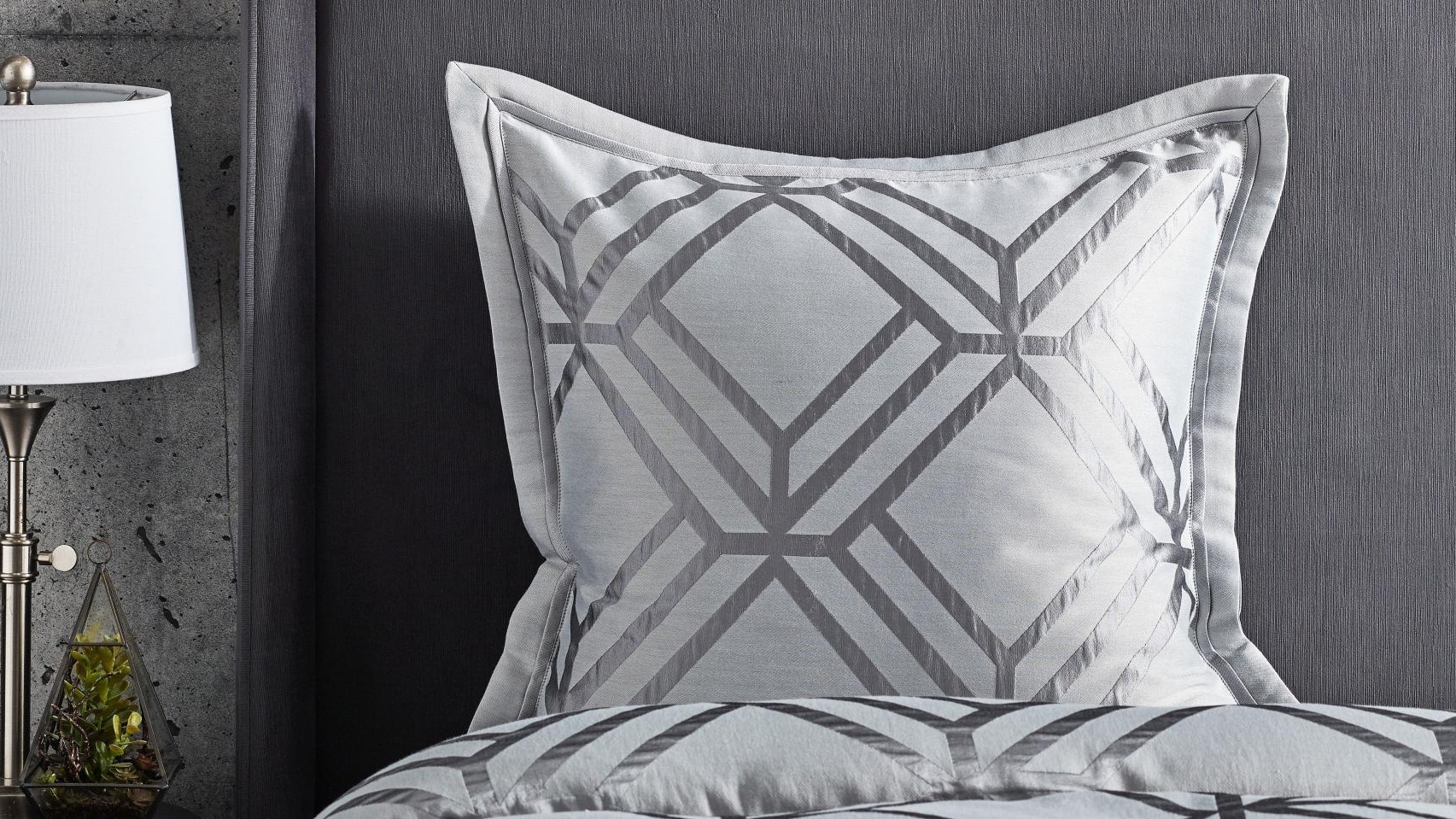 Luxe Geo Silver European Pillowcase