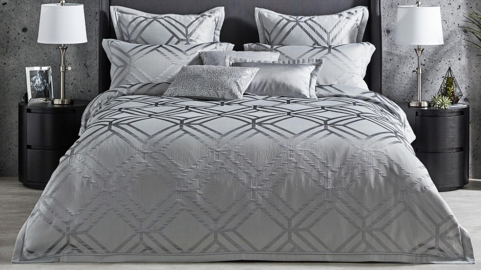 Luxe Geo Silver Quilt Cover Set Harvey Norman