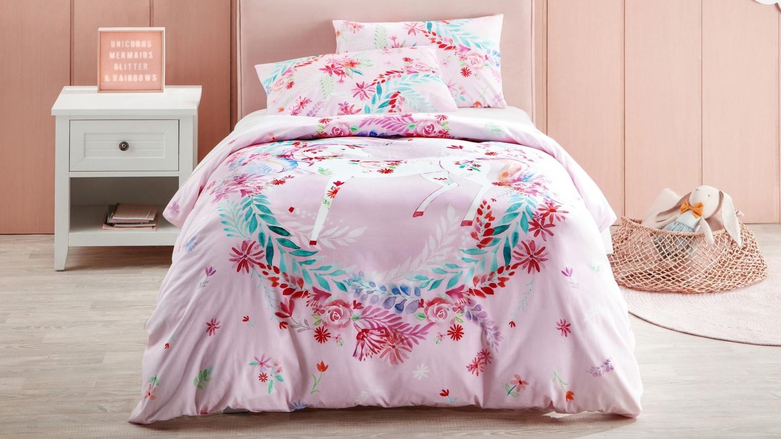 Single bed shop unicorn quilt cover