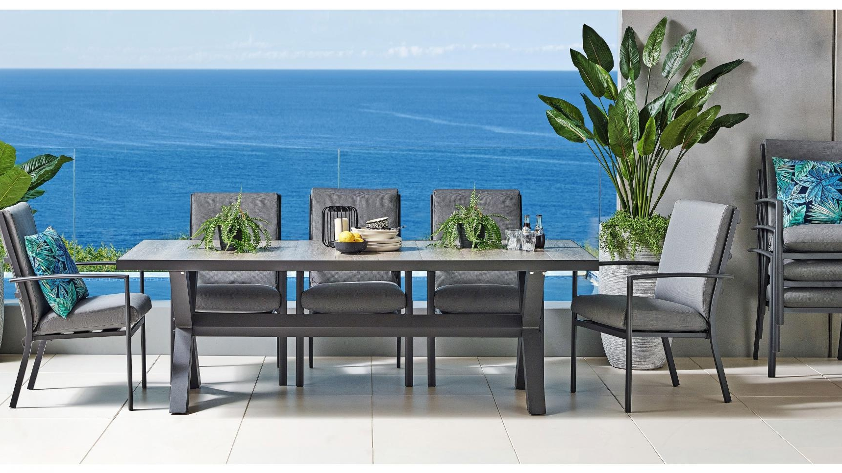Lucca 9Piece Outdoor Dining Setting Gunmetal Harvey Norman