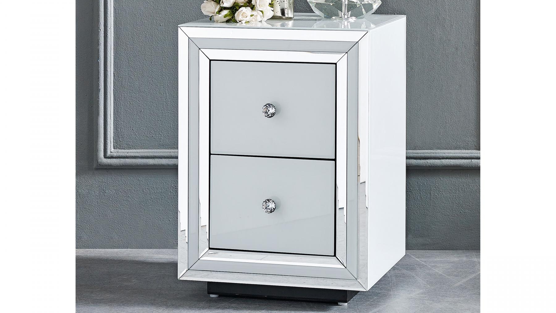 Peninsula 2-Drawer Slim Bedside Table - White