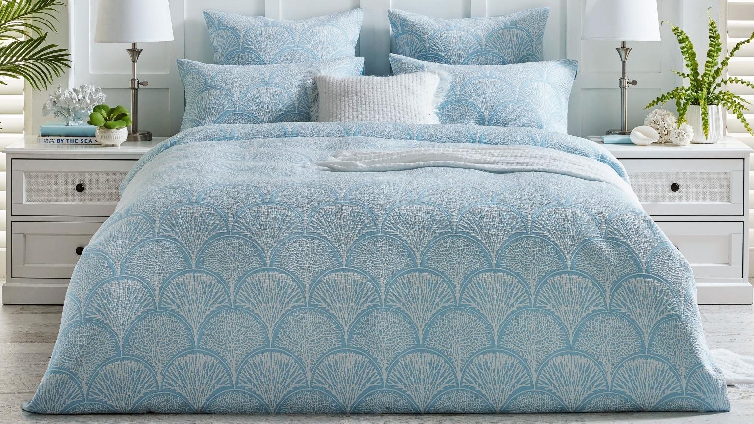 L'Avenue Luxury Coralie Blue Quilt Cover Set - Queen