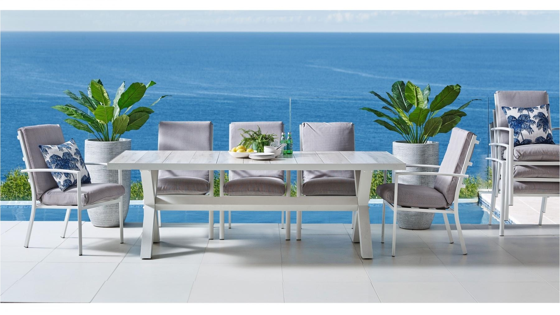 Lucca 9Piece Outdoor Dining Setting White Harvey Norman