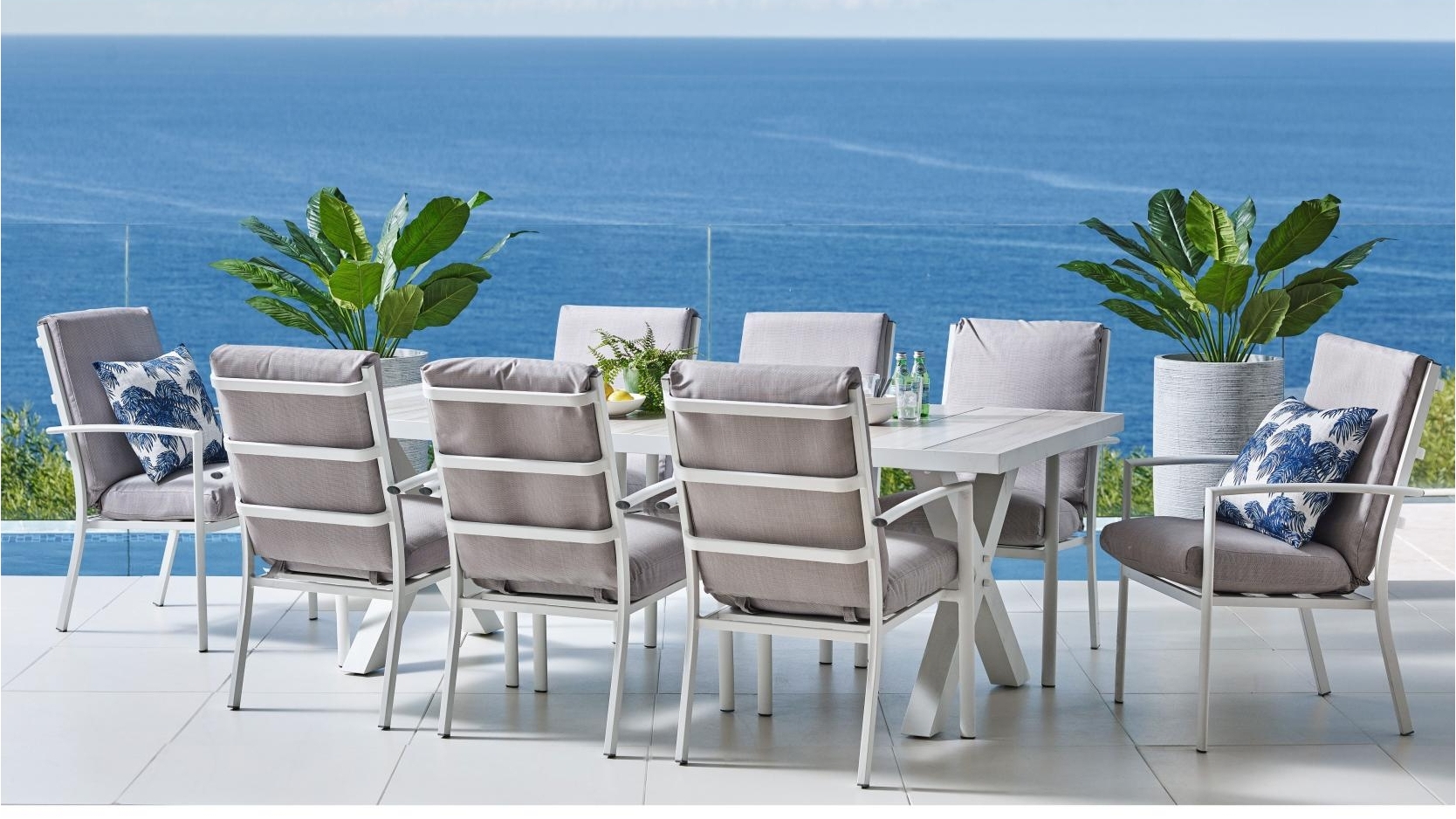 Lucca 9Piece Outdoor Dining Setting White Harvey Norman