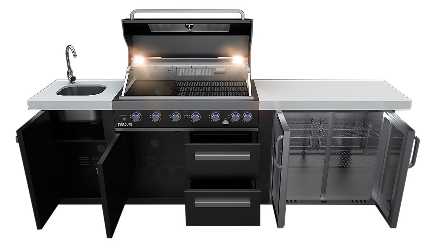 Everdure Neo Black 6 Burner Outdoor Kitchen Harvey Norman