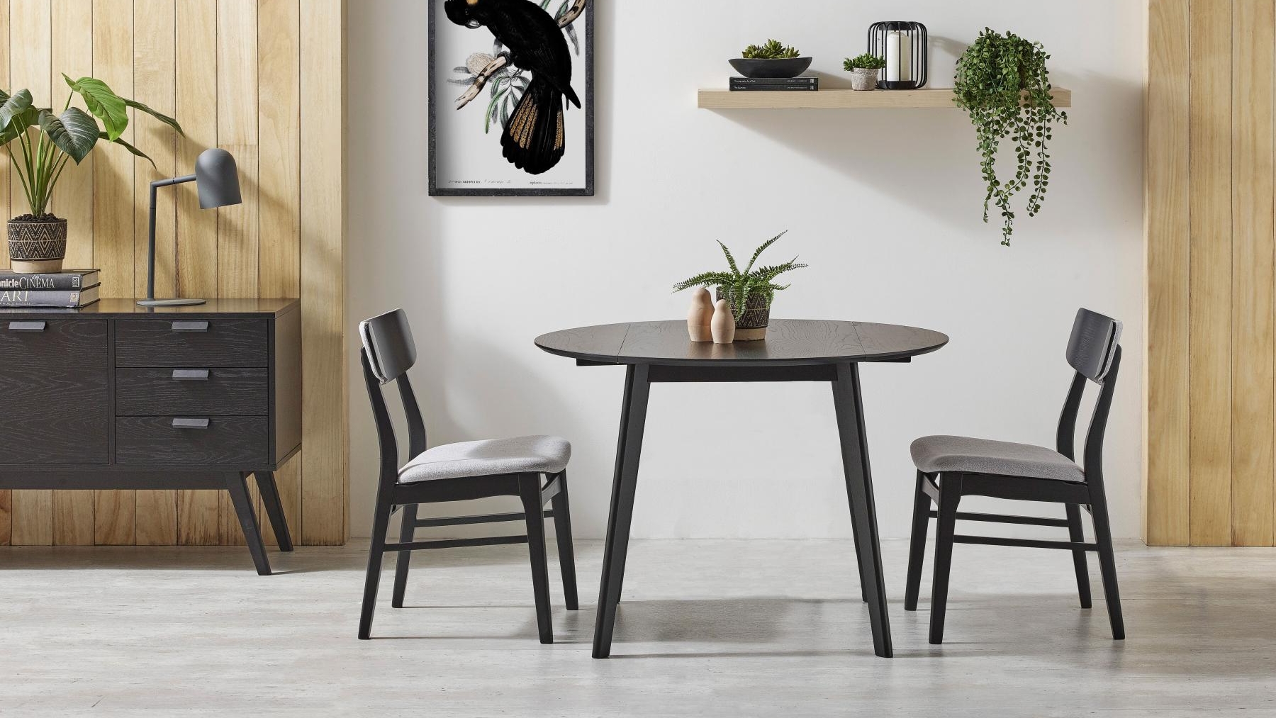 Cody 3-Piece Round Drop-side Dining Table Set - Black