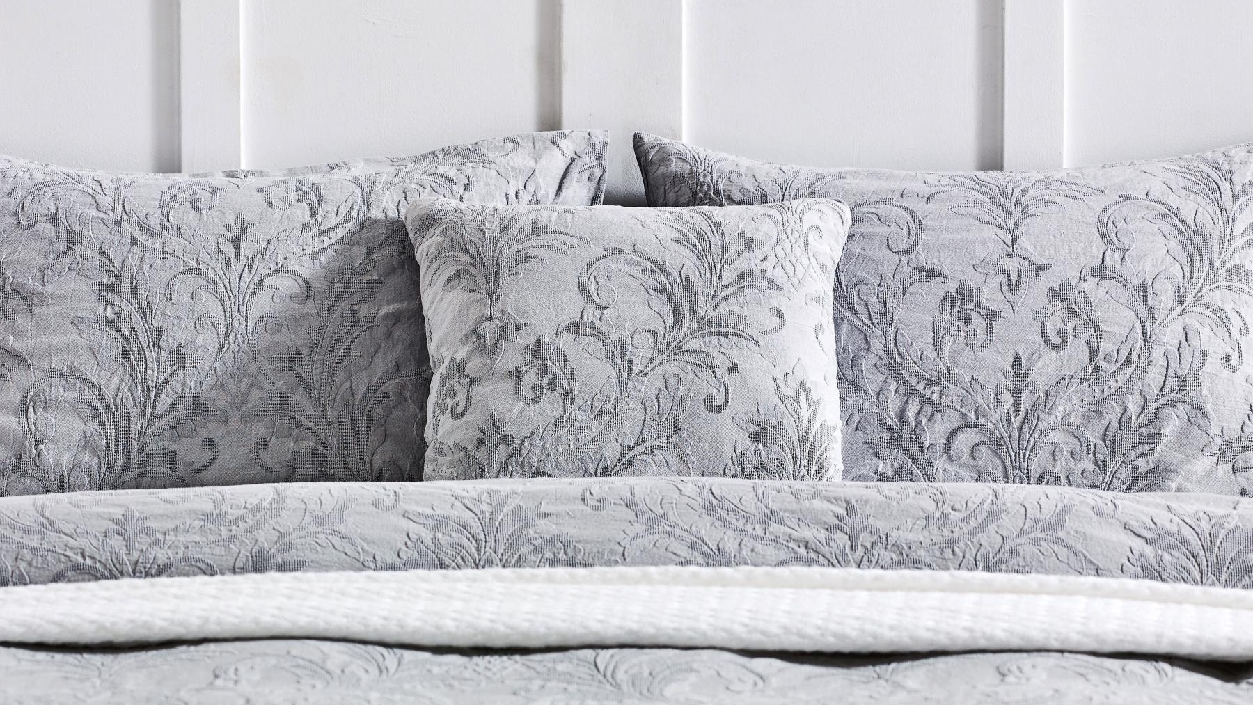 L'Avenue Luxury Henrietta Silver Square Cushion