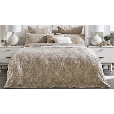 L'Avenue Luxury Henrietta Stone Quilt Cover Set