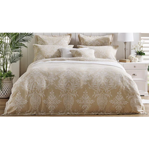 L'Avenue Luxury Penelope Stone Quilt Cover Set - Super King