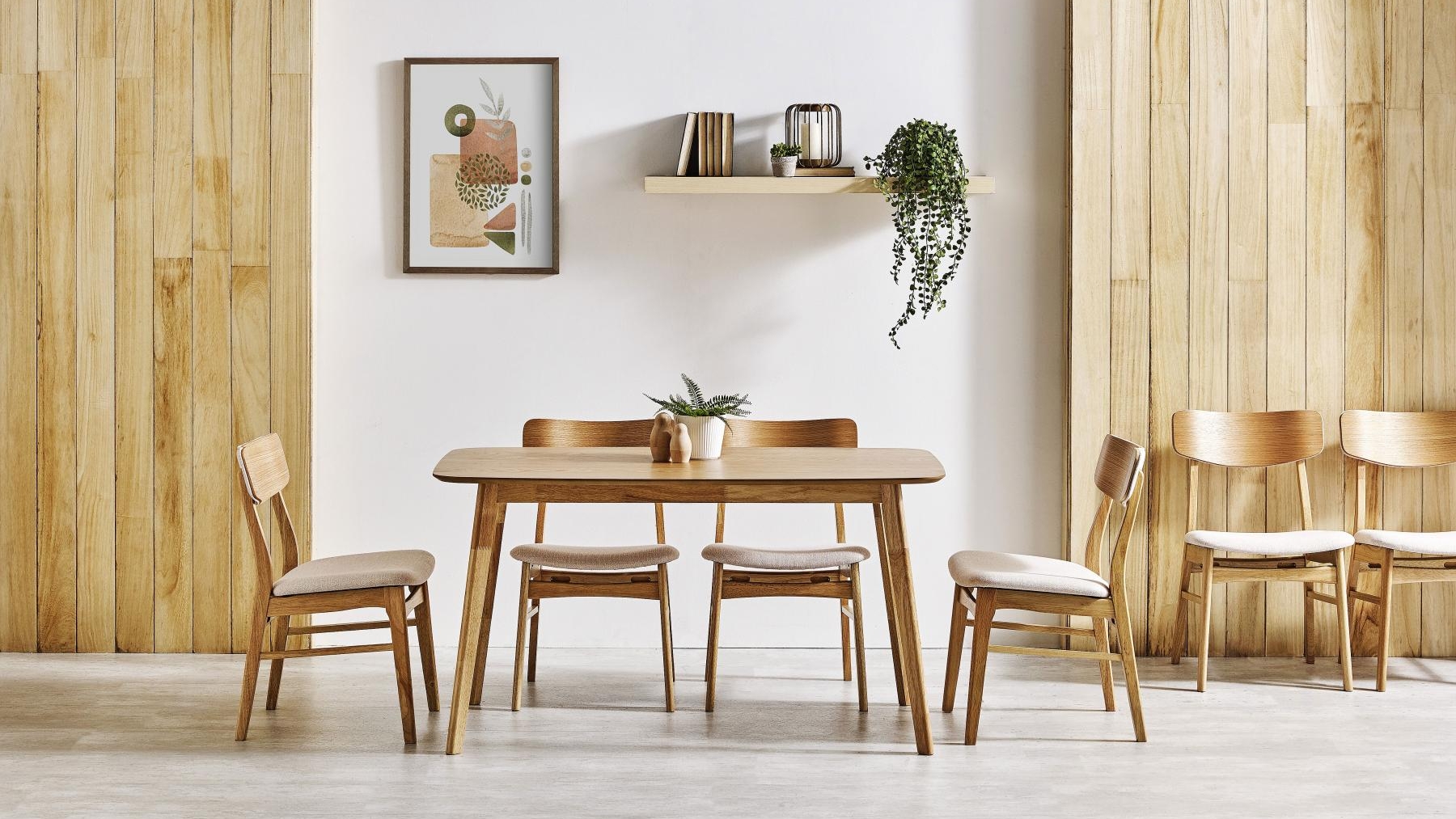 Cody 7-Piece Fixed Dining Table Set - Natural