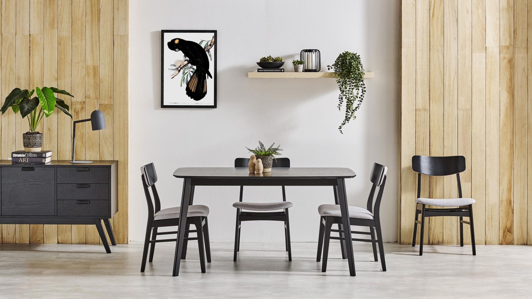 Cody 5-Piece Fixed Dining Table Set - Black