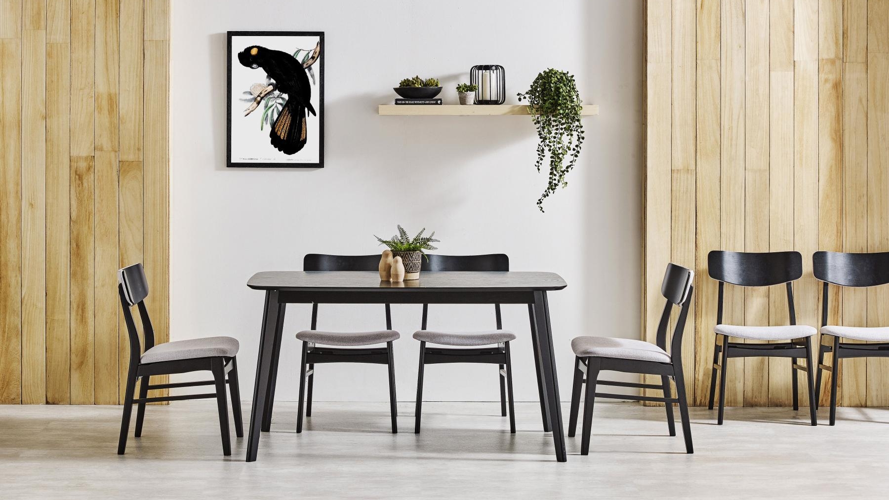 Cody 7-Piece Fixed Dining Table Set - Black