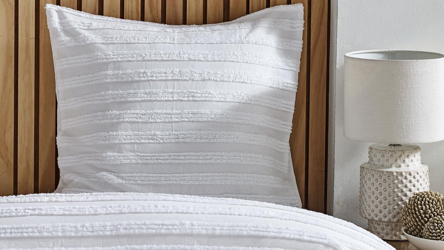 L'Avenue Amalfi Tufted White European Pillowcase Harvey Norman