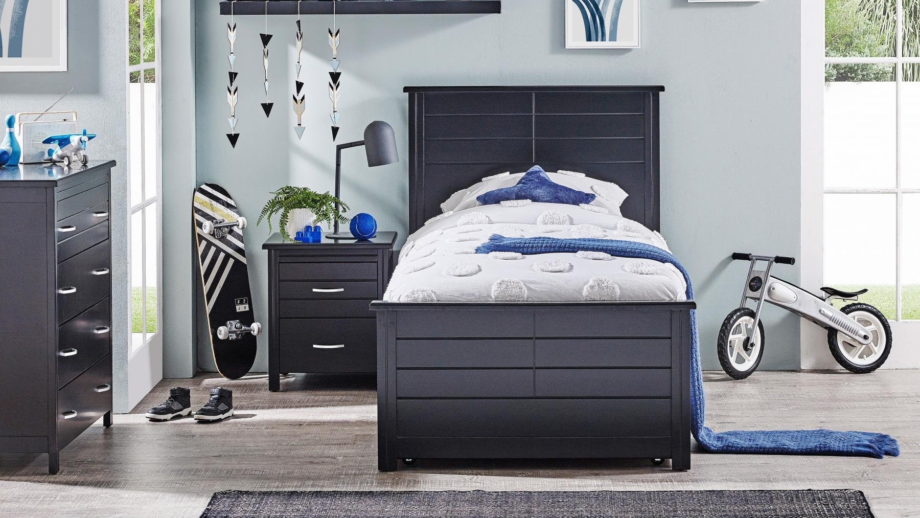 Nero Black Bed - King Single | Harvey Norman