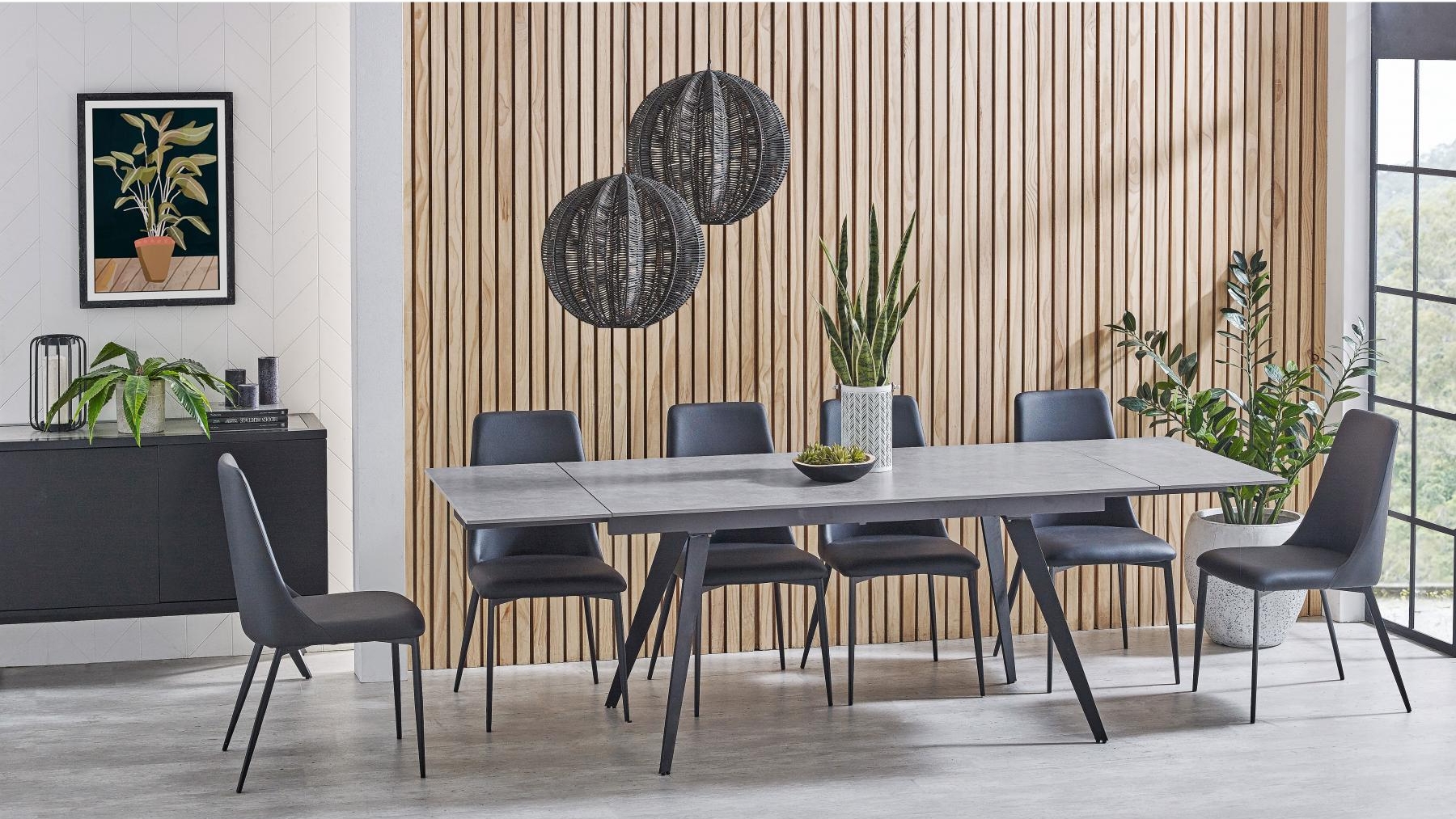 Kavaro 7Piece Extension Dining Setting Black Harvey Norman