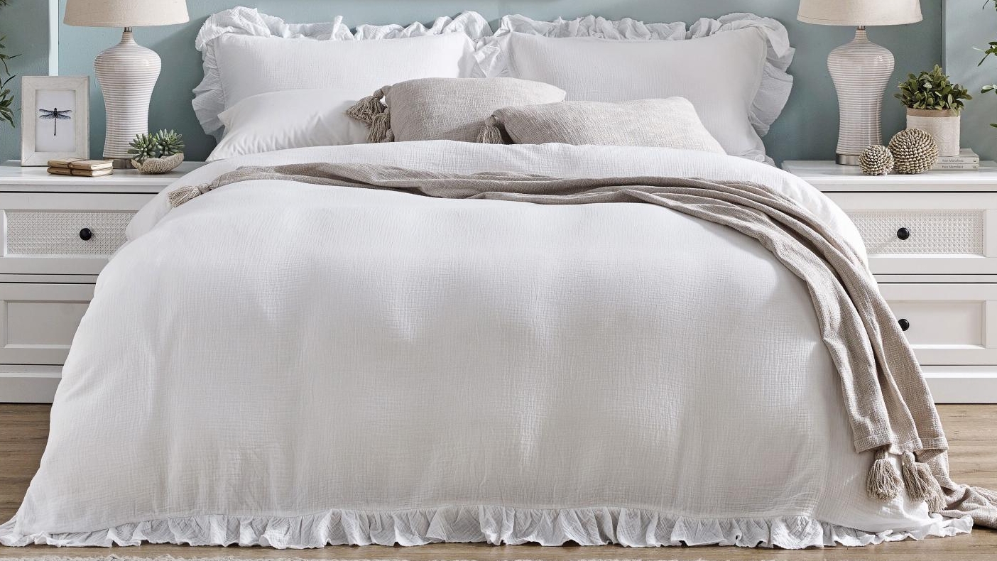 L'Avenue Luxury Elaine White Quilt Cover Set - Single