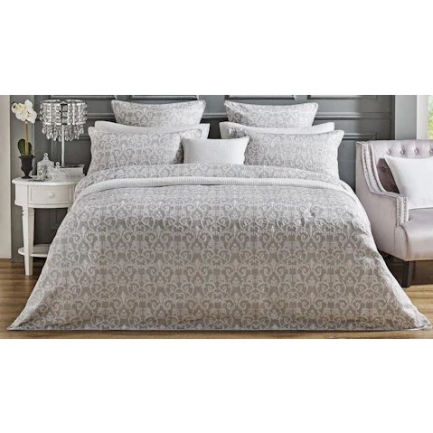 L'Avenue Luxury Vivian Silver Quilt Cover Set - Queen
