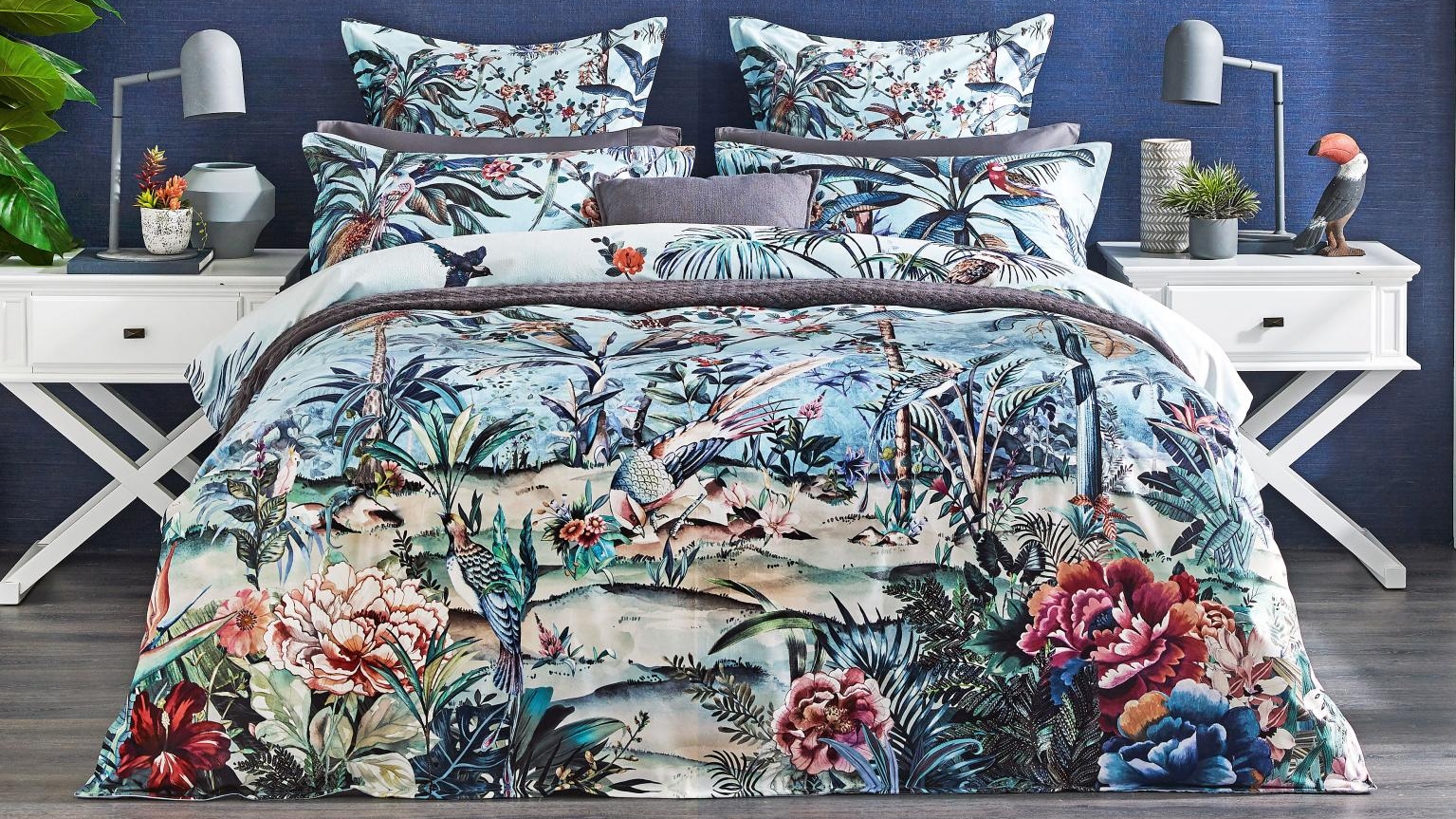 Paradise Blue Quilt Cover Set - Double
