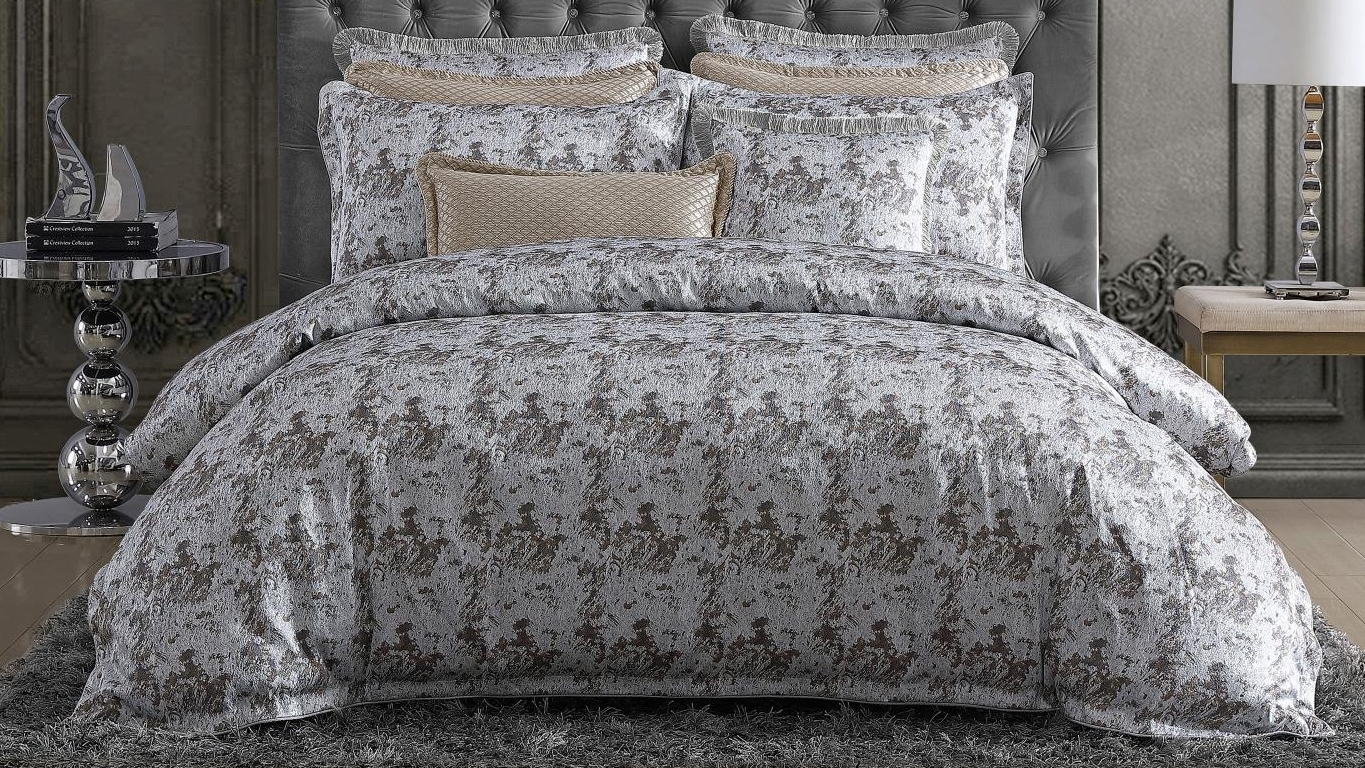 Trieste Silver Quilt Cover Set - Super King