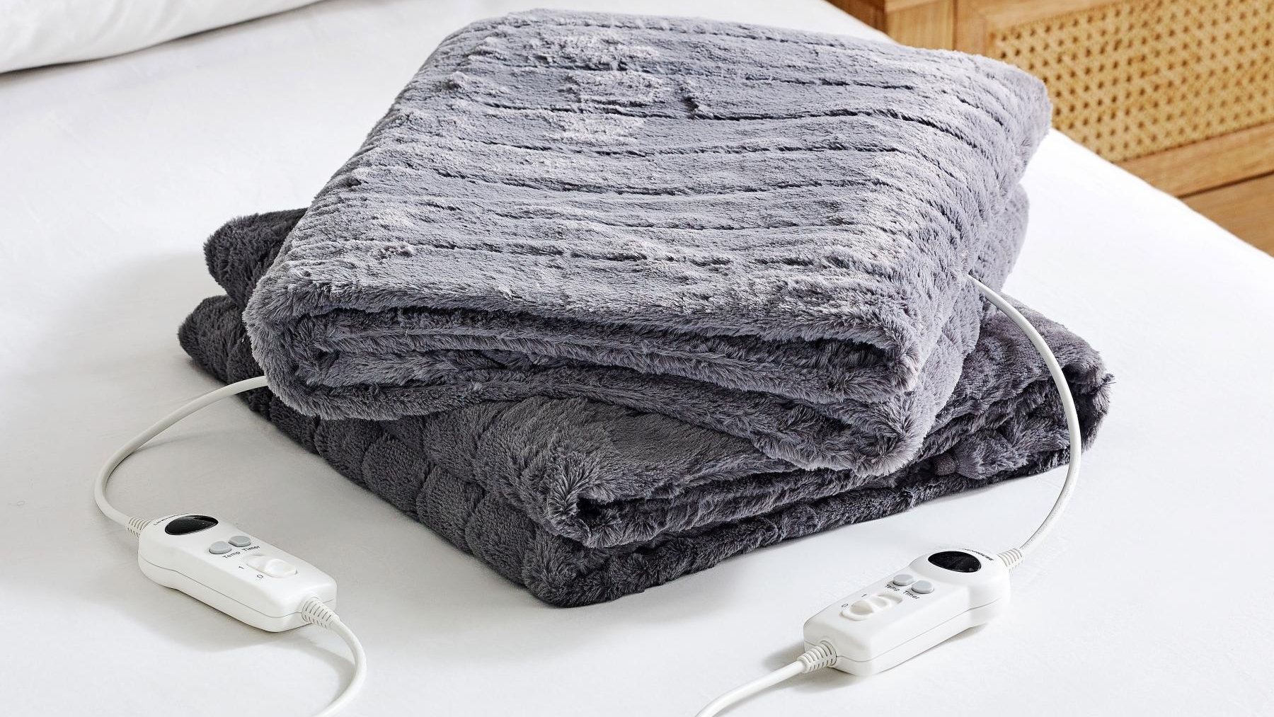 Linen House Plush Charcoal Heated Throw Harvey Norman