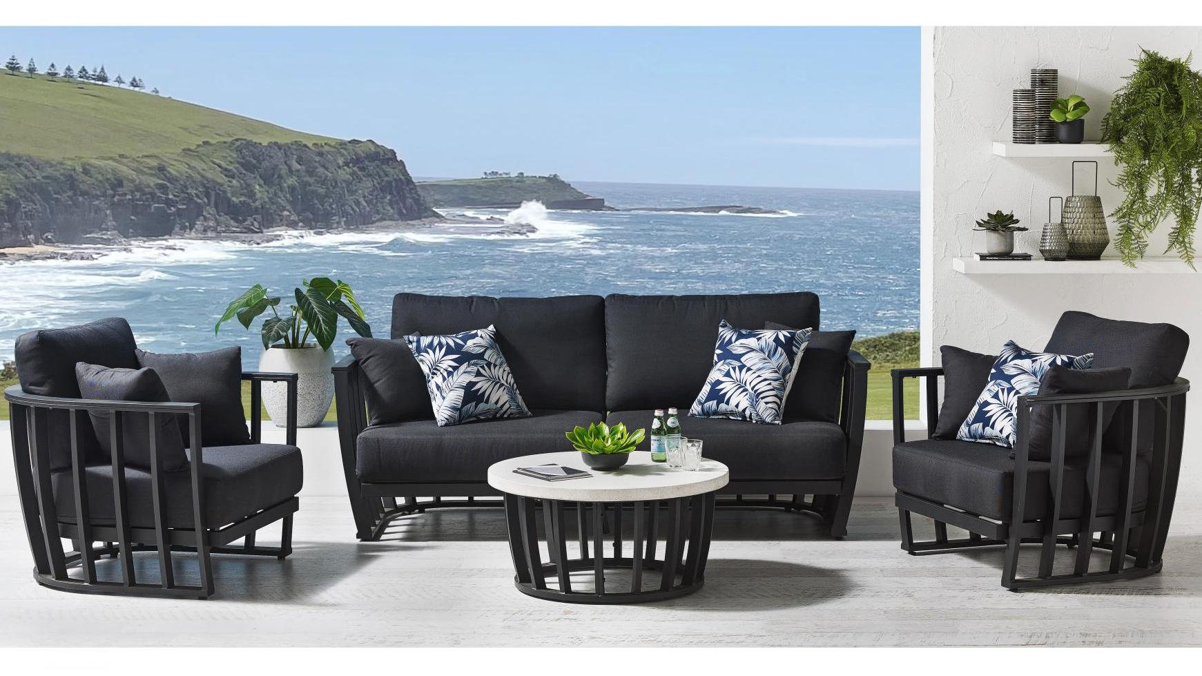 Karolina 4 Piece Outdoor Lounge Setting Black Harvey Norman