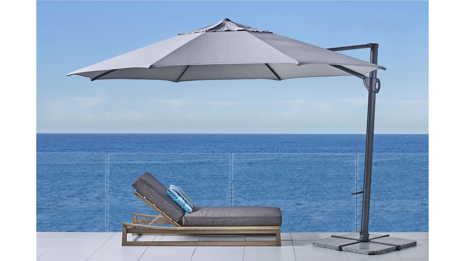 Toronto 3.8m Octagonal Cantilever Outdoor Umbrella Boulder Grey