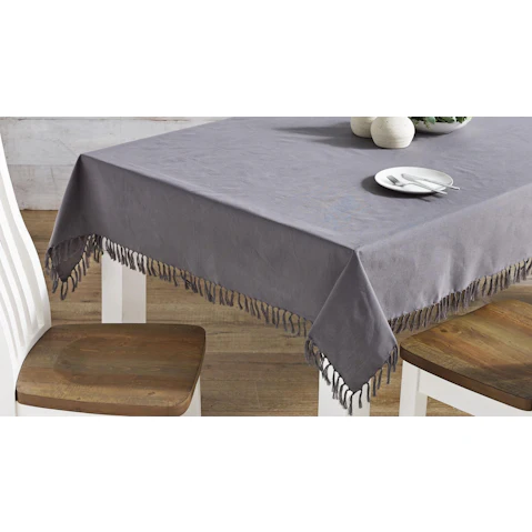 L'Avenue Fringed Charcoal Tablecloth
